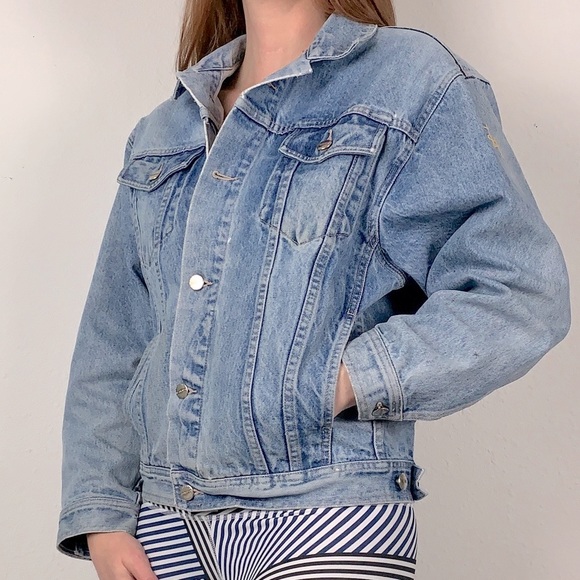 Retro 1980’s Forenza denim Jacket Sz M structured light wash rigid cotton RARE - Picture 3 of 15